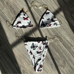 Fashion Nova Clear Strap Butterfly Bikini Set Size S